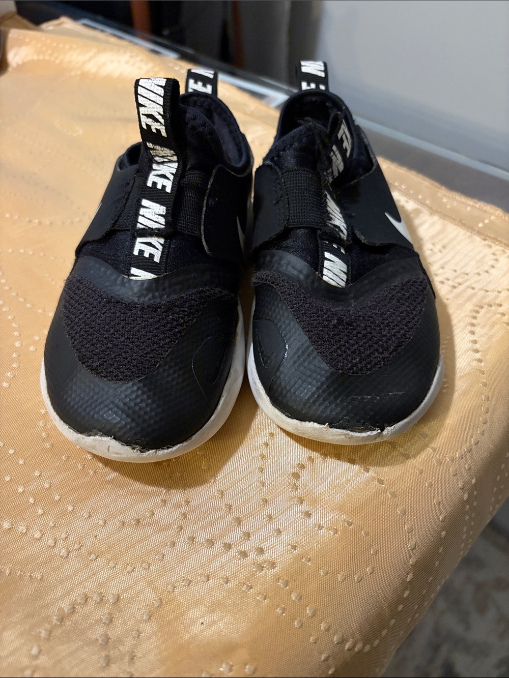 Nike Black Kids Slip-On Sneakers with White Logo